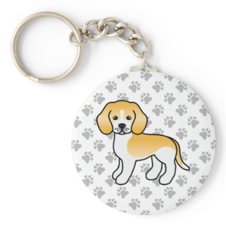 Lemon And White Beagle Cute Dog &amp; Paws Keychain