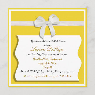 Lemon and White Bow Bridal Shower Invitation