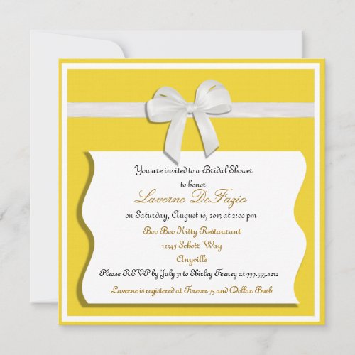 Lemon and White Bow Bridal Shower Invitation