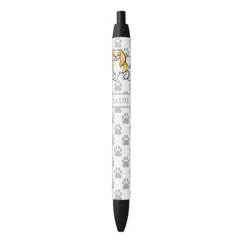 Lemon And White Japanese Chin Cartoon Dog  Name Black Ink Pen