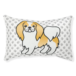 Lemon And White Japanese Chin Cartoon Dog &amp; Paws Pet Bed
