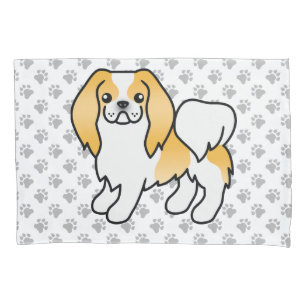 Lemon And White Japanese Chin Cartoon Dog & Paws Pillow Case