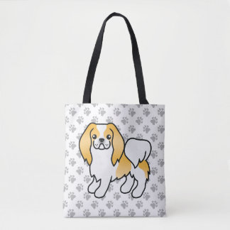 Lemon And White Japanese Chin Cartoon Dog &amp; Paws Tote Bag