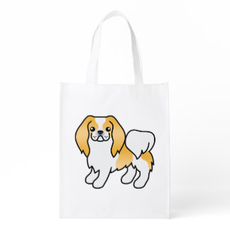 Lemon And White Japanese Chin Cute Cartoon Dog Grocery Bag
