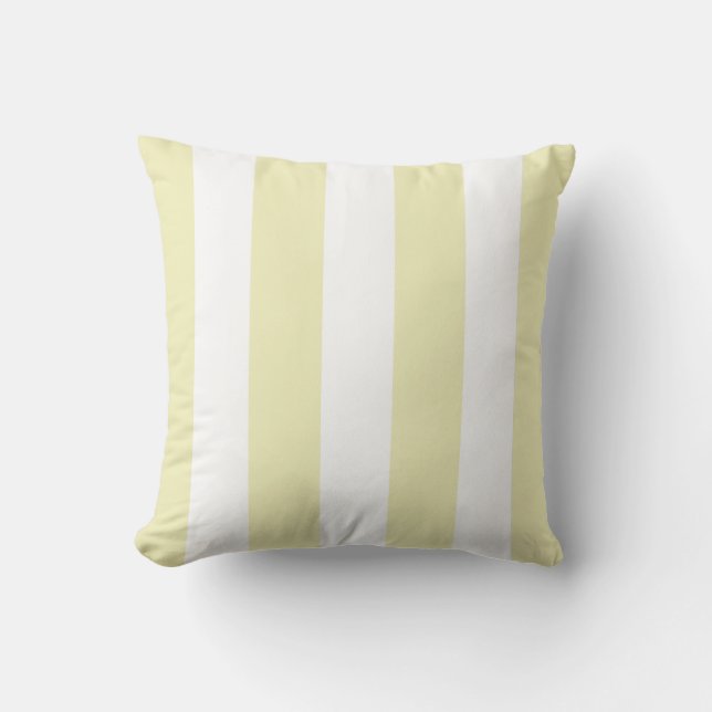 Lemon and White Striped Throw Pillow (Front)