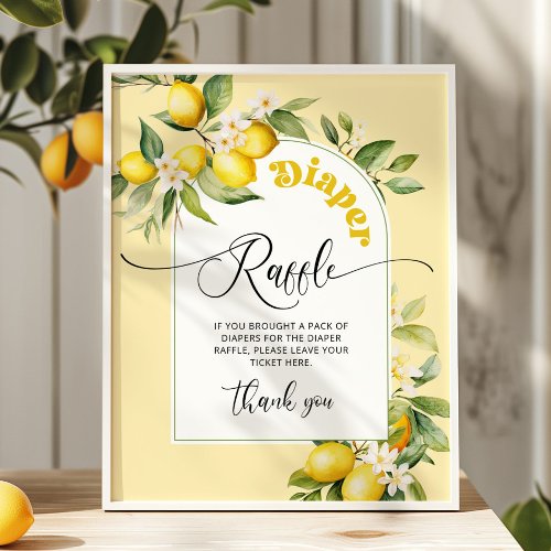 Lemon arch diaper raffle baby shower poster