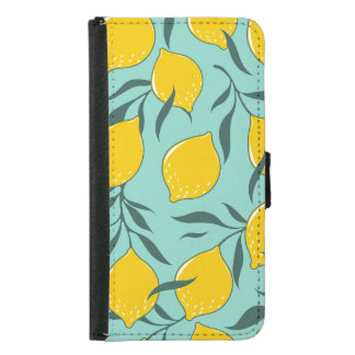 Lemon Art Fashion Abstract Seamless Samsung Galaxy S5 Wallet Case