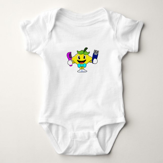 Lemon as Hairdresser with Comb & Razor Baby Bodysuit (Front)