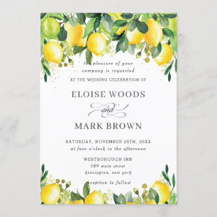 Lemon Azure Summer Greenery Wedding Invitation