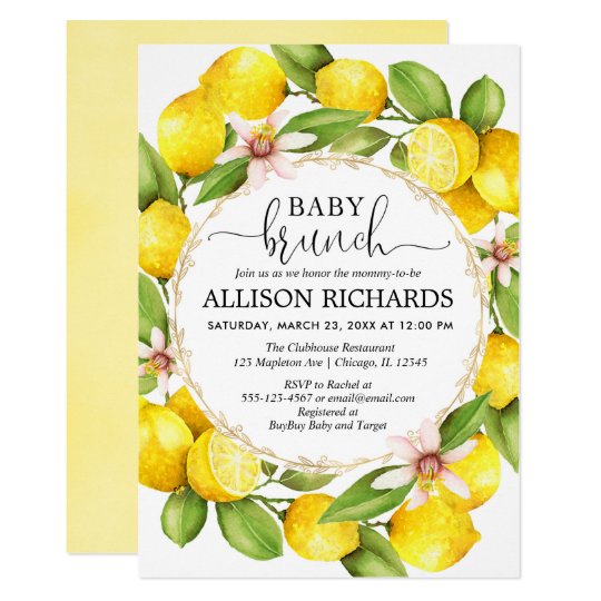 Lemon Baby Brunch Shower Lemons Gender Neutral Invitation Zazzle Com