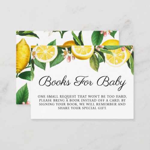 Lemon Baby Shower Books For Baby  Enclosure Card
