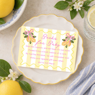 Lemon Baby Shower Books for Baby Enclosure Card