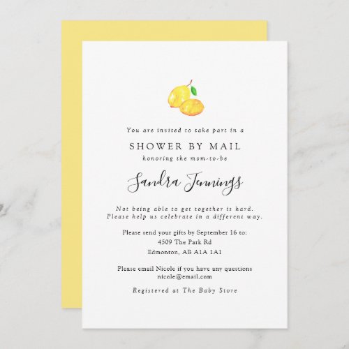 Lemon Baby Shower by Mail Simple Elegant Chic Invitation