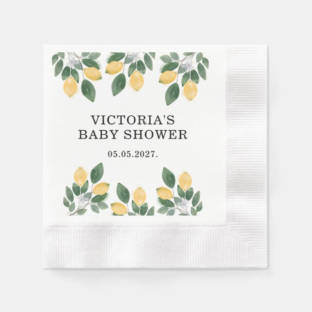 Lemon Baby Shower Candy  Napkins (Front)