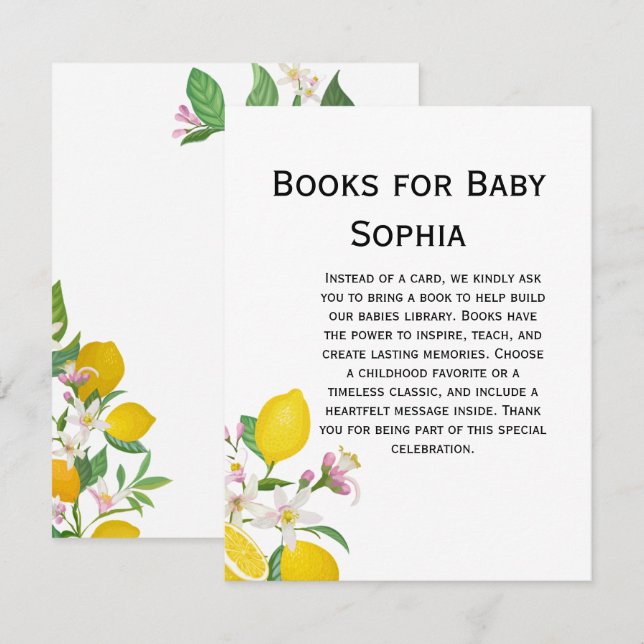Lemon Baby Shower, Ciao Baby, Italian Theme  Enclosure Card (Front/Back)