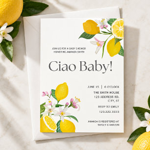 Lemon Baby Shower, Ciao Baby, Italian Theme Invitation