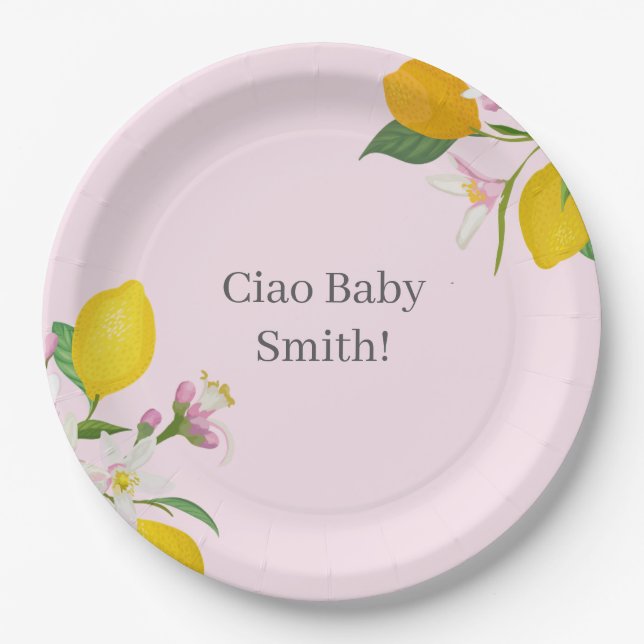 Lemon Baby Shower, Ciao Baby, Italian Theme  Paper Plates (Front)