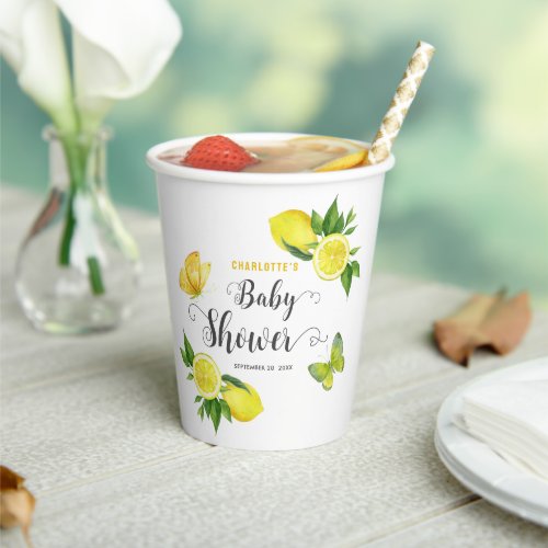 Lemon Baby Shower Cute Citrus Personalized Party Paper Cups