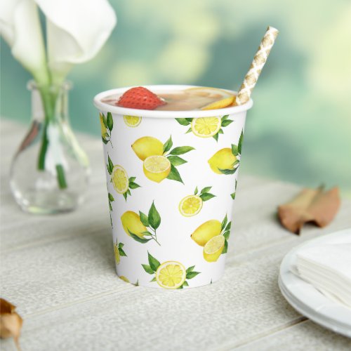 Lemon Baby Shower Cute Watercolor Citrus Pattern  Paper Cups