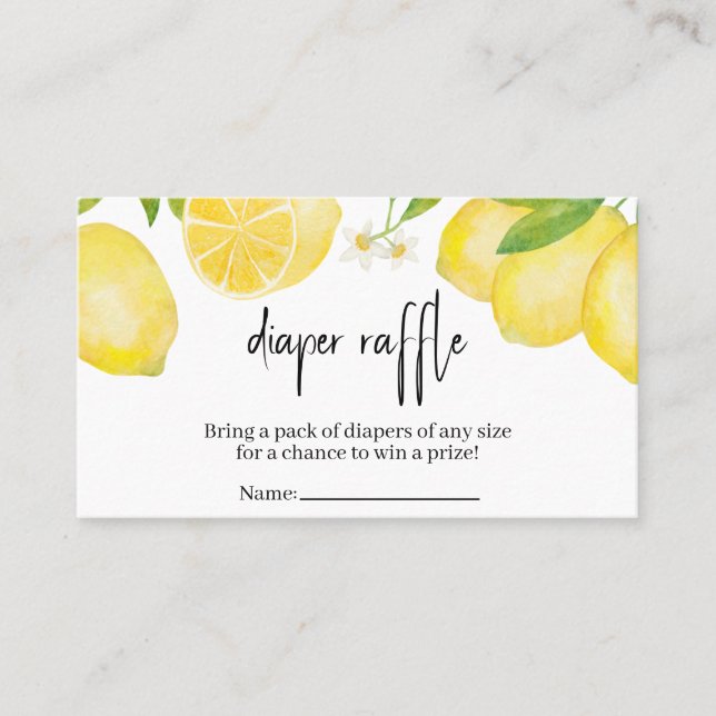 Lemon Baby Shower Diaper Raffle Business Card (Front)