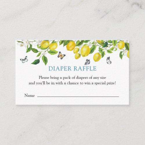 Lemon Baby Shower Diaper Raffle Enclosure Card