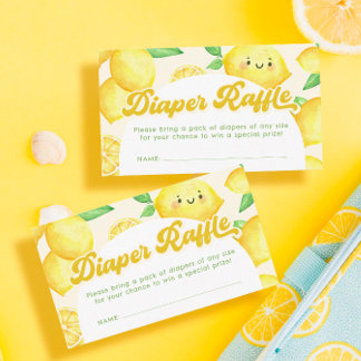 Lemon Baby Shower Diaper Raffle Tickets Enclosure Card