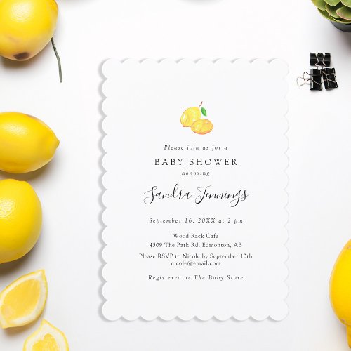 Lemon Baby Shower Elegant Cute Simple Modern Invitation
