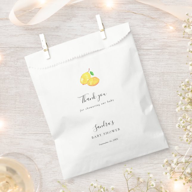 Lemon Baby Shower Elegant Thank you Script Chic  Favor Bag (Clipped)