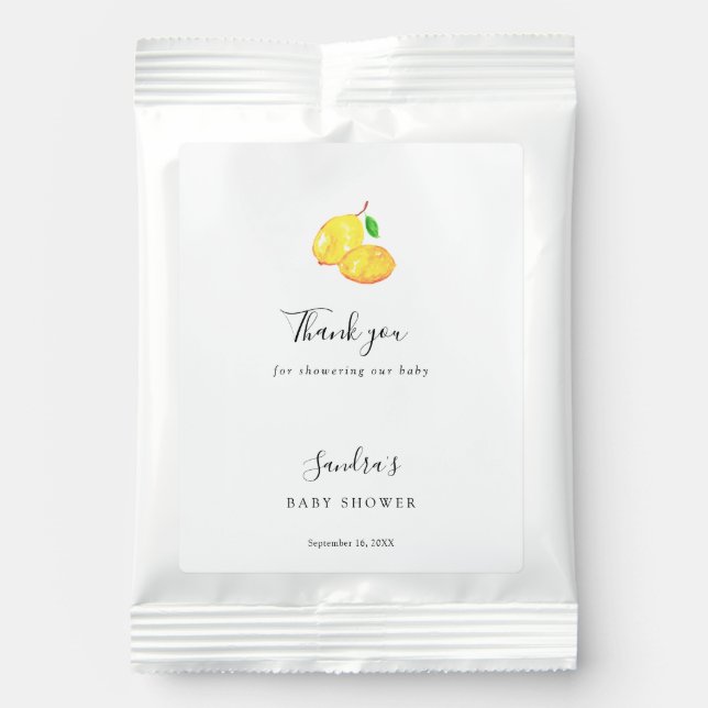 Lemon Baby Shower Elegant Thank you Script Chic  Lemonade Drink Mix (Front)