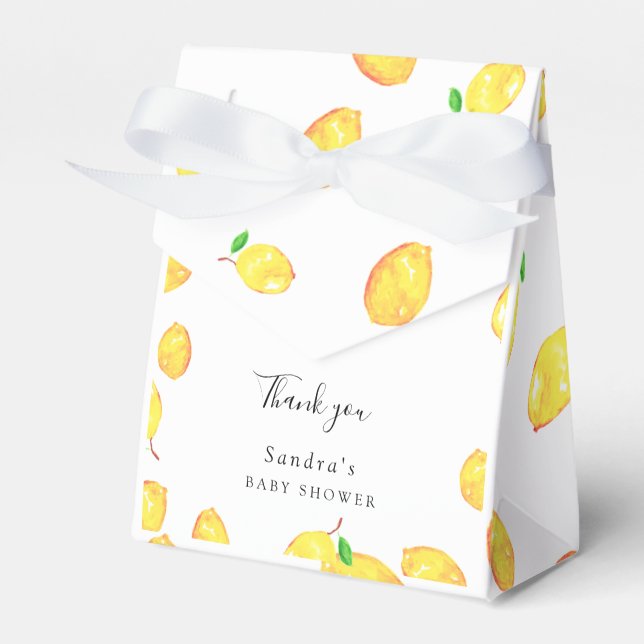 Lemon Baby Shower Elegant Thank you Script Frame Favor Boxes (Front Side)