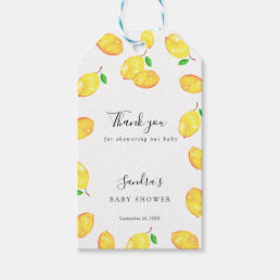 Lemon Baby Shower Elegant Thank you Script Frame Gift Tags