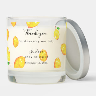Lemon Baby Shower Elegant Thank you Script Frame Scented Candle