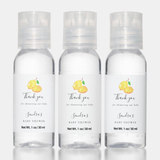 Lemon Baby Shower Elegant Watercolor Modern Hand Sanitizer (Set)