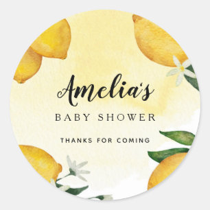 Lemon Baby Shower Favor Classic Round Sticker