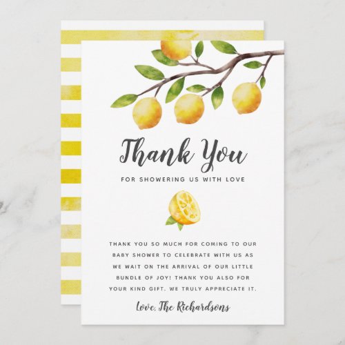 Lemon Baby Shower Gender Neutral Thank You Card