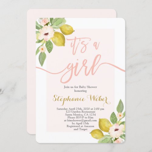 Lemon Baby shower girl Invitation