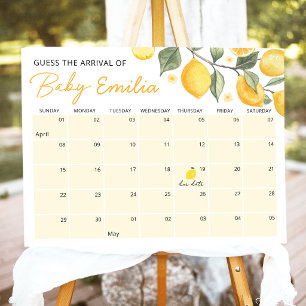 Lemon Baby Shower Guess the Due Date Calendar Game Foam Board