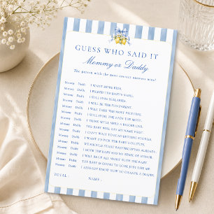 Lemon Baby Shower Guess Who Mommy or Daddy Game