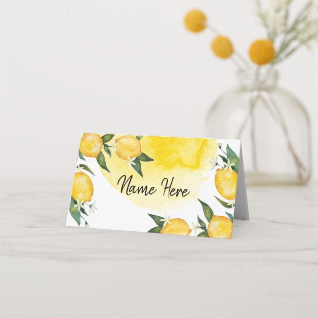 Lemon Baby Shower Guest Place Card (Front)