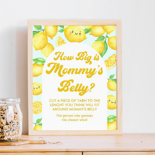 Lemon Baby Shower How Big is Mommy Belly Game Poster