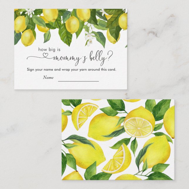 Lemon  Baby Shower How Big Is Mommy's Belly Enclosure Card (Front/Back)