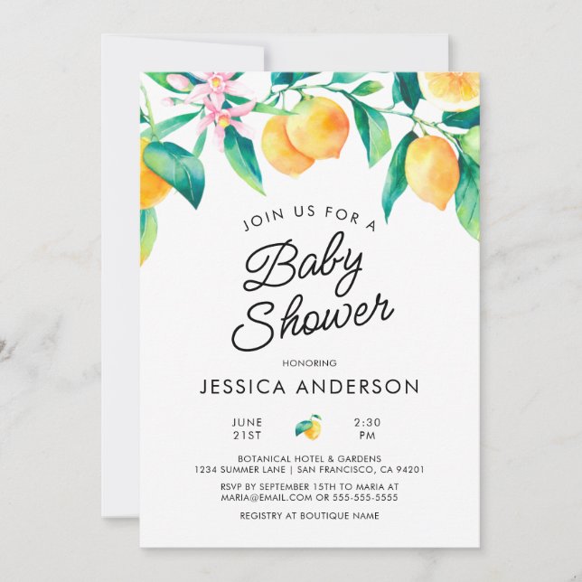 Lemon Baby Shower Invitation (Front)