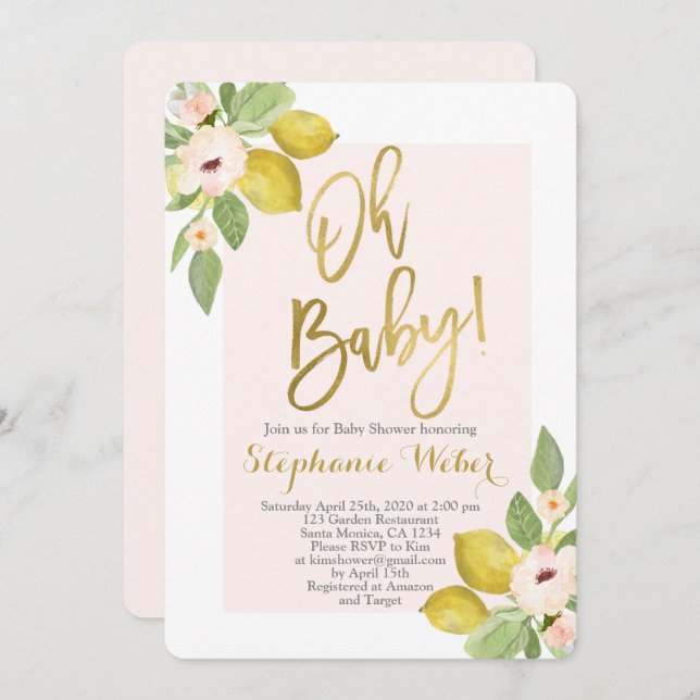 Lemon Baby shower Invitation (Front/Back)