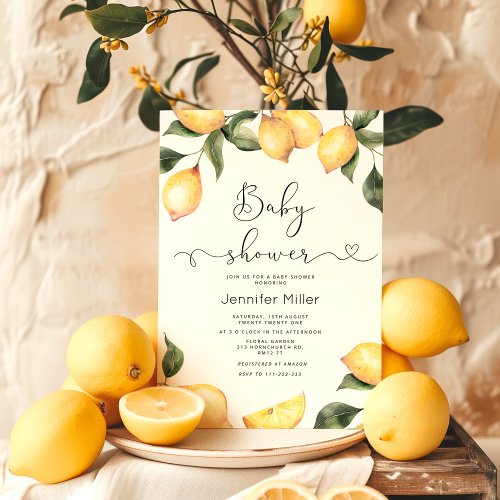 Lemon baby shower invitation