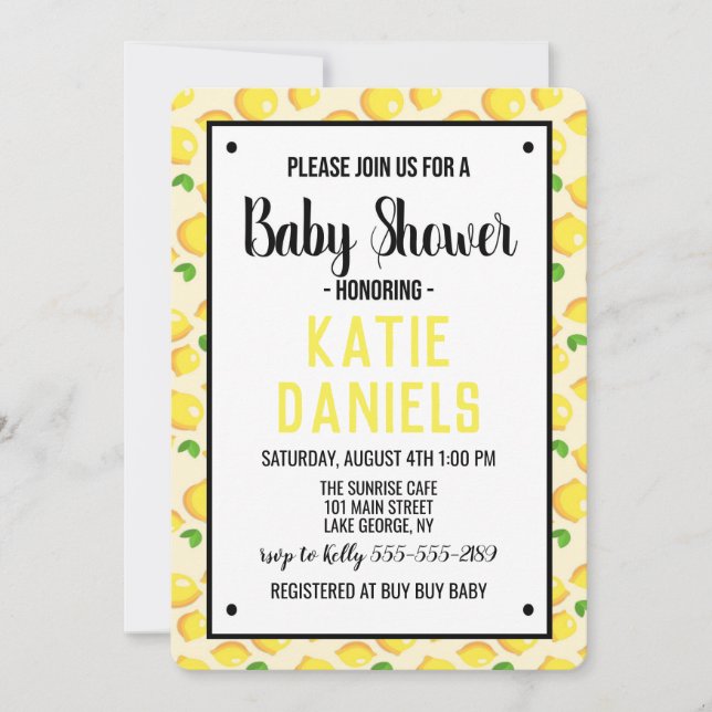Lemon Baby Shower Invitation (Front)