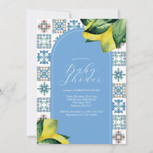 Lemon Baby Shower Invitation Blue and Yellow