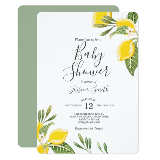 Lemon Baby Shower Invitation Boho Citrus Rustic Zazzle Com