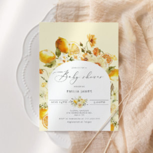 Lemon baby shower invitation. Elegant citrus baby Invitation