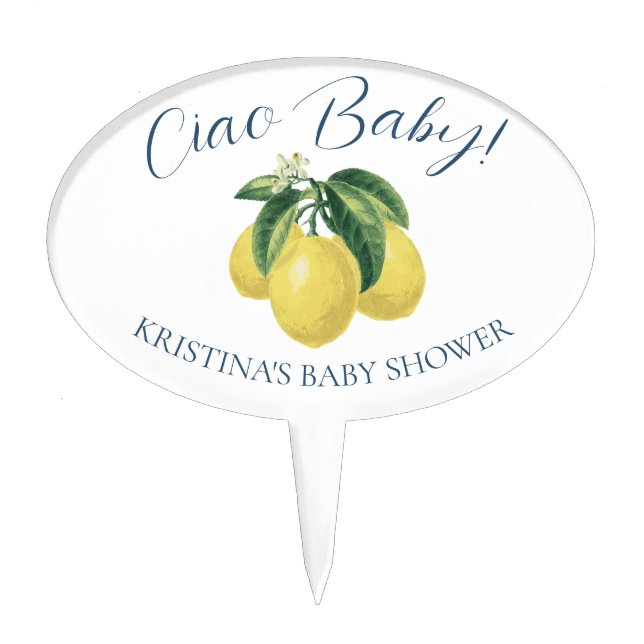 LEMON Baby Shower Italian  Cake Topper (Front)