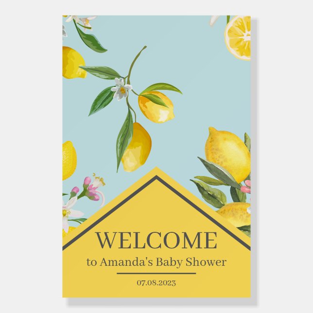 Lemon Baby Shower, Italian Theme, Baby Girl Foam Board (Front)